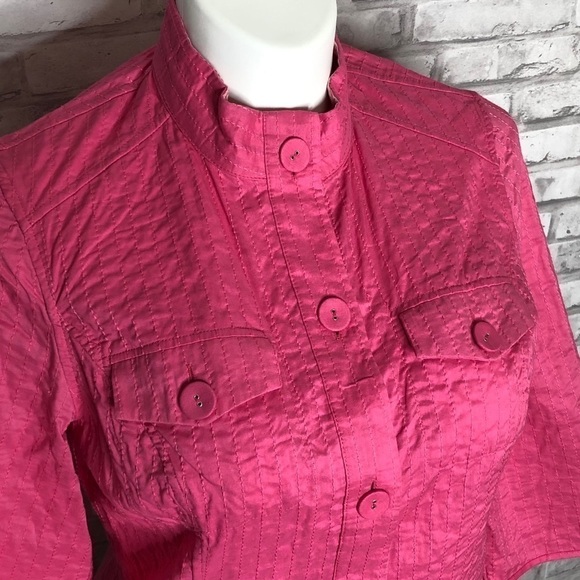 Chico’s pink quilted button down top, size 2 - Picture 2 of 7